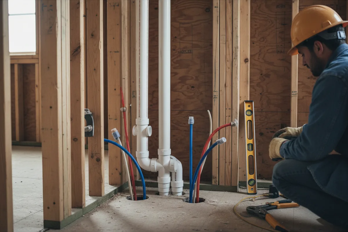 Drain and supply rough-in during Drain Cleaning in Huffman